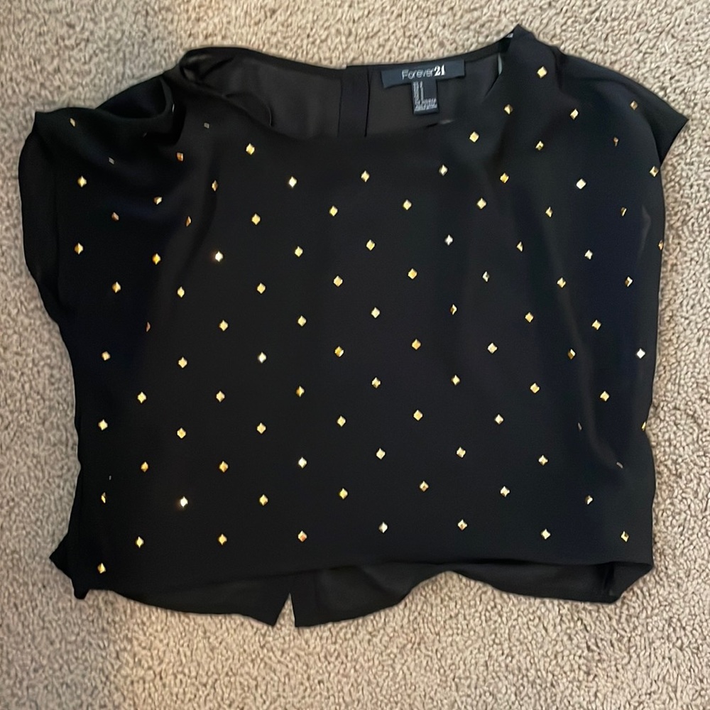 Black see through studded top